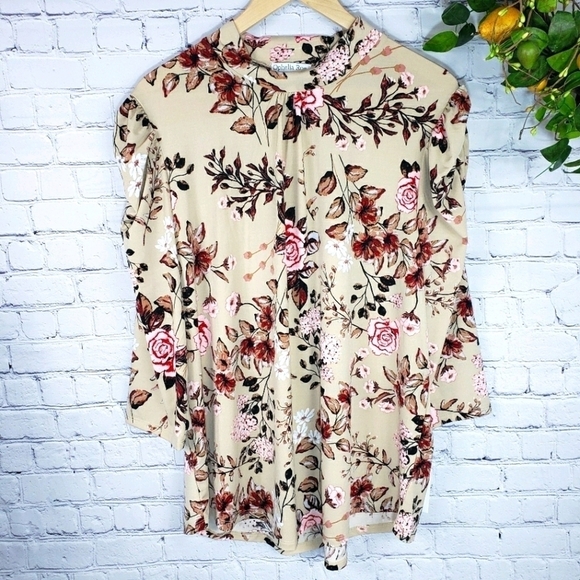 OPHELIA ROE Floral Stretch Blouse Size 1X - Picture 1 of 8